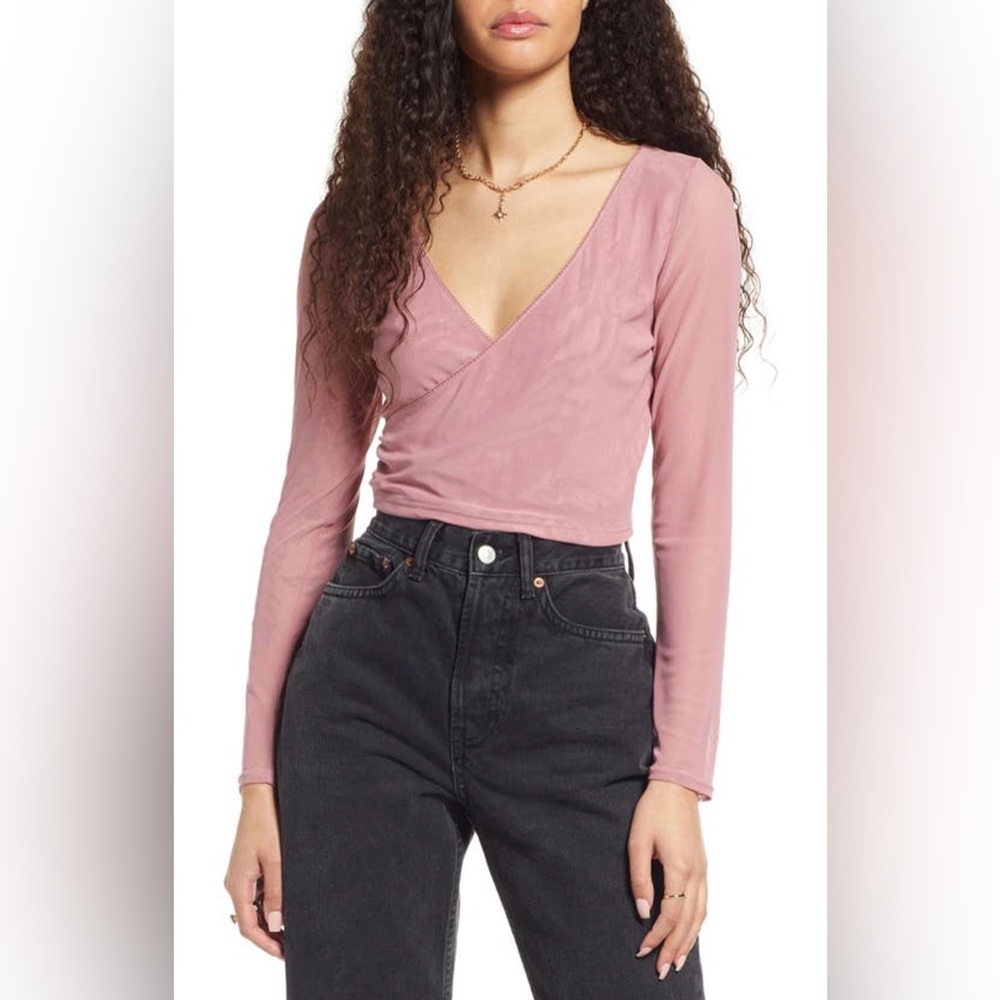 BP Long Sleeve Mesh Crop Top